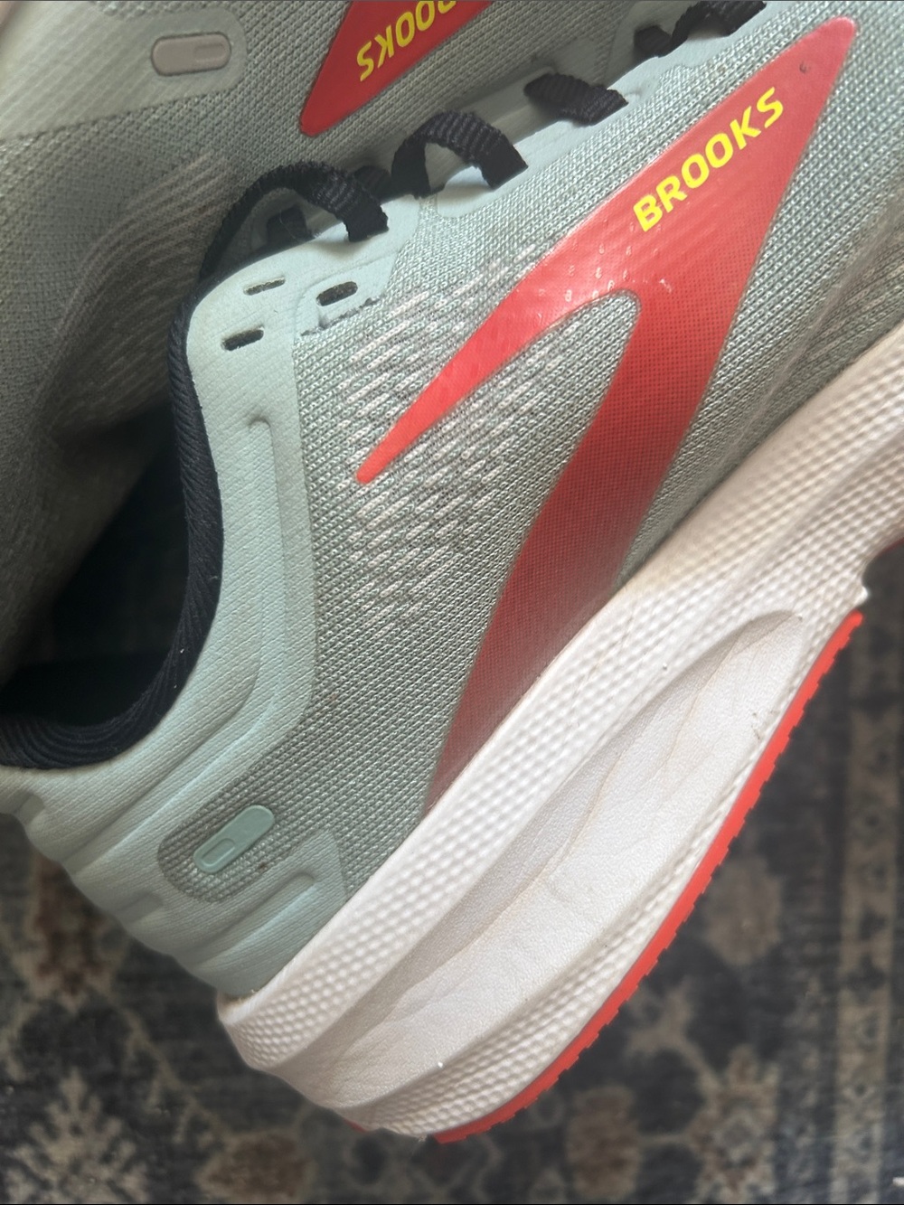 Brooks women’s Road Running Shoes - Light Gray with Red and Black Accents - Picture 3 of 4